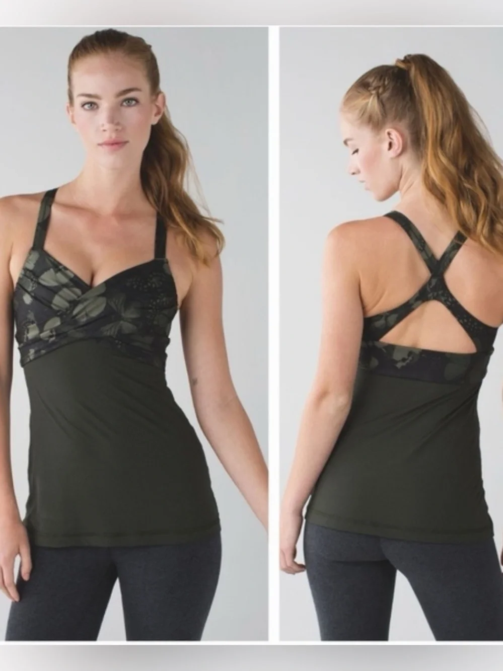 Lululemon Green Butterfly Wrap It Up Tank Top Criss Cross Back 6